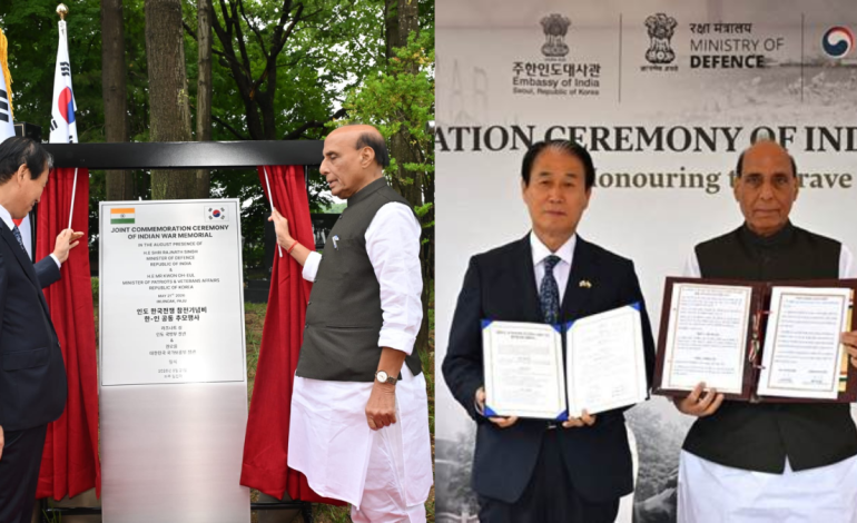 Rajnath Singh Unveils Indian War Memorial in Seoul Marking 75 Years of Korean War