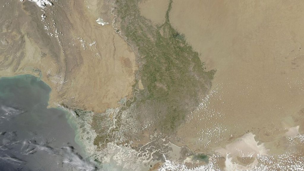 Indus River basin satellite image, Indus River system aerial view, Chenab River basin satellite photo, India Pakistan water dispute image, Indus Waters Treaty visuals, Indus basin geography satellite image,