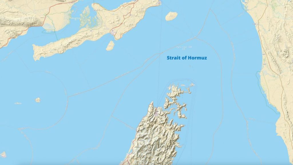 Strait of Hormuz map, Strait of Hormuz maritime route image, Strait of Hormuz shipping lane map, Hormuz chokepoint map, Persian Gulf Strait of Hormuz image, Iran Strait of Hormuz map, Gulf shipping route visuals, Strait of Hormuz strategic waterway map, Middle East maritime trade route image,