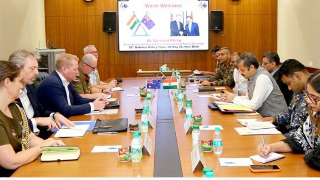 India Australia Defence Policy Talks image, India Australia defence meeting New Delhi, India Australia military ties, India Australia strategic partnership, India Australia defence cooperation meeting, 10th India Australia Defence Policy Talks, Indian and Australian defence officials meeting, India Australia bilateral defence talks photo, India Australia maritime cooperation meeting.