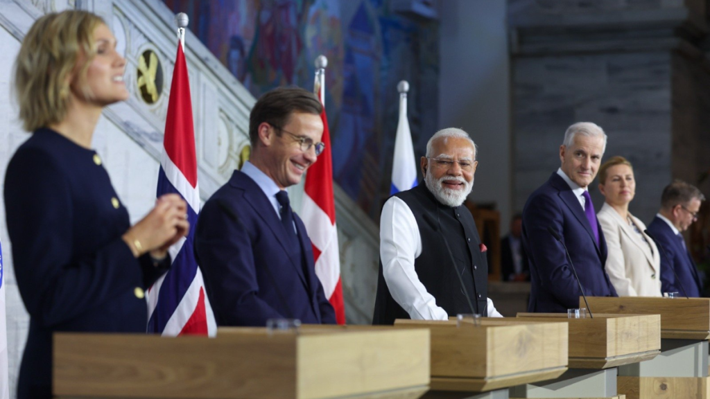 India-Nordic Summit 2026, PM Modi Norway visit, India Nordic nations, India Nordic cooperation, rules-based global order, India on Ukraine conflict, India on Iran conflict, WTO reform, multilateral institutions reform, Narendra Modi Oslo, India Nordic trade ties, India Nordic investment, clean energy partnership, India Europe relations, Nordic countries India, global trade governance, India foreign policy, sustainable development partnership, India Norway summit, resilient supply chains, emerging technologies cooperation, democracy and multilateralism, India West Asia peace call