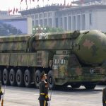 A Dongfeng-61 ICBM operated by the People’s Liberation Army – Rocket Force displayed during China’s Victory Day parade in Beijing, on September 3, 2025.