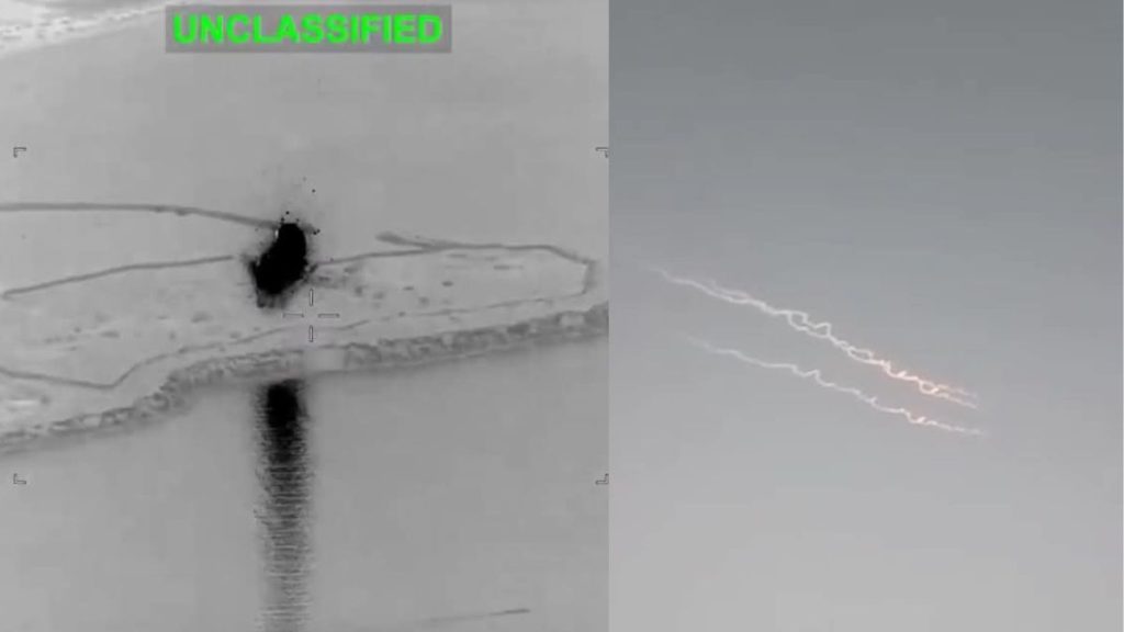 US missile interception image, CENTCOM missile defence visuals, Iranian missile attack image, ballistic missile interception.