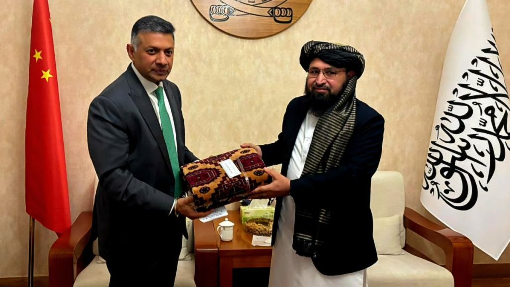 India-Afghanistan diplomatic meeting image, India Afghanistan envoys Beijing photo, Vikram Doraiswami Afghanistan ambassador meeting image, India Afghanistan relations visuals, India Afghanistan diplomacy photo, India Taliban engagement image, Beijing diplomatic meeting India Afghanistan.