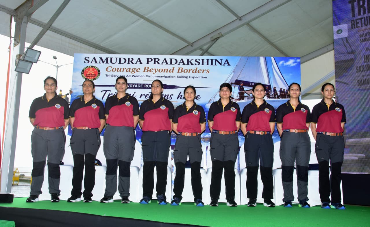 Rajnath Singh welcomes home crew of first triservice women’s circumnavigation