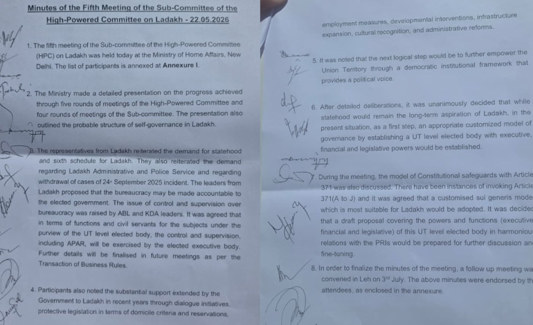 Centre, Ladakh groups finalize talks minutes, pave way for statehood and Article 371 negotiations