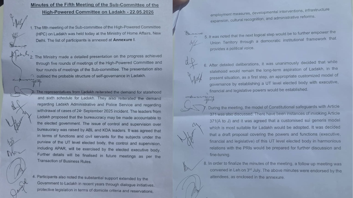 Centre, Ladakh groups finalize talks minutes, pave way for statehood and Article 371 negotiations