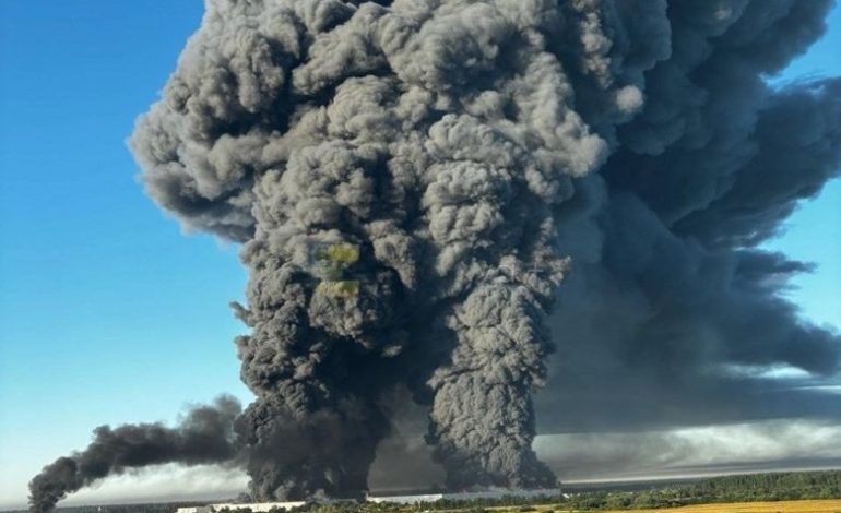 Ukraine strikes Russian logistics hubs and oil depot in major drone offensive, 9 killed