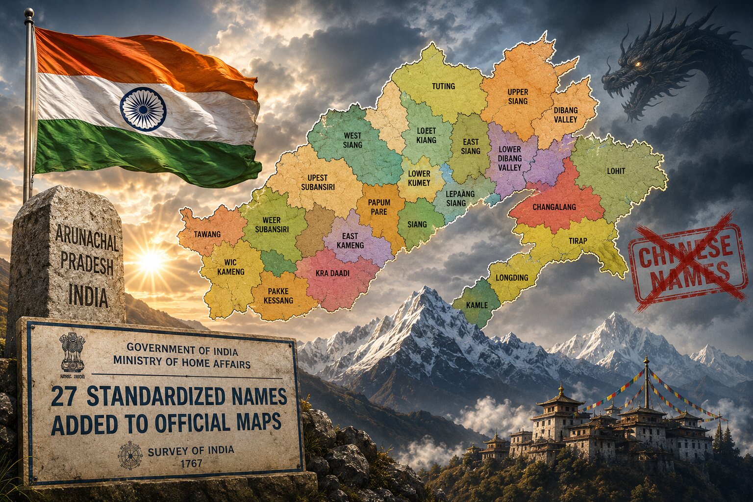 India adds standard names for 27 Arunachal Pradesh locations to official Survey of India maps
