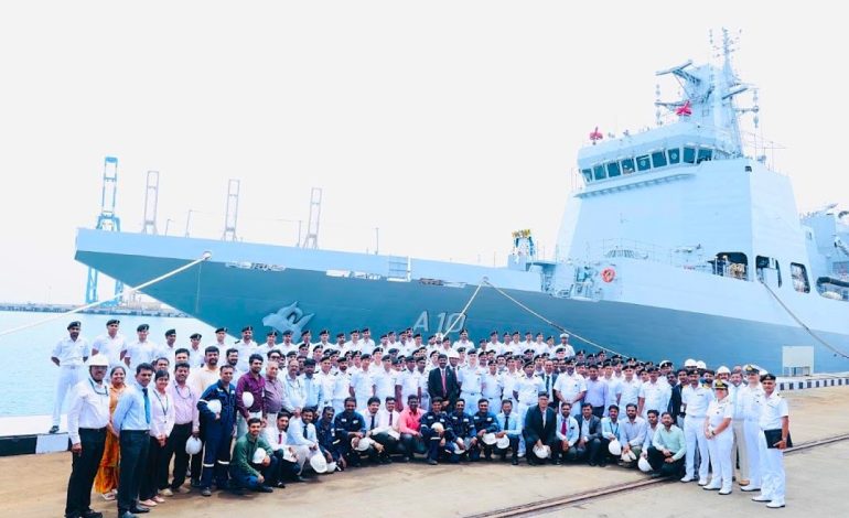 Indian Navy receives Samarthak, its first indigenous multi-purpose vessel built by L&T