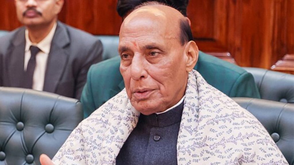 Rajnath Singh image, Rajnath Singh defence meeting photo, Rajnath Singh defence technology transfer, Rajnath Singh DRDO missile technology transfer, Rajnath Singh defence indigenisation.