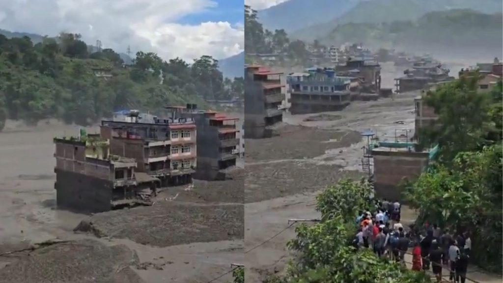 Nepal flood image, Nepal floods 2026, Nepal flash flood image, Nepal flood devastation, Nepal flood disaster, Bhote Koshi flood, Bhote Koshi River flooding, Bhote Koshi flood alert, Nepal flood latest image.