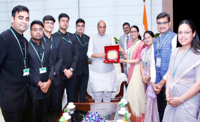 Rajnath Singh interacts with Defence Estates Service officer trainees in New Delhi, urges them to serve with ‘spirit of service’