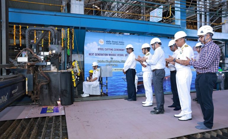 Cochin Shipyard lays keel for first of six next-generation missile vessels for Indian Navy
