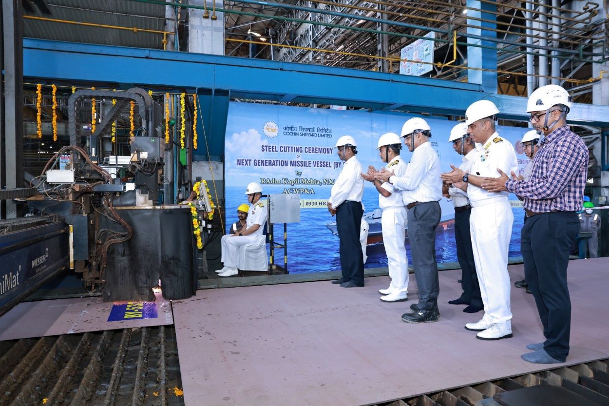Cochin Shipyard lays keel for first of six next-generation missile vessels for Indian Navy
