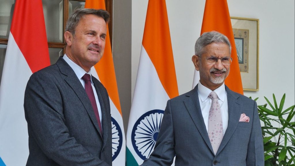 S Jaishankar Xavier Bettel, Jaishankar Bettel meeting, India Luxembourg relations, India Luxembourg bilateral talks, India Luxembourg trade relations, India Luxembourg investment, India EU FTA.