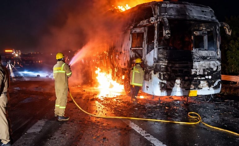 9 killed in Yamuna Expressway bus fire near Greater Noida, driver, conductor arrested