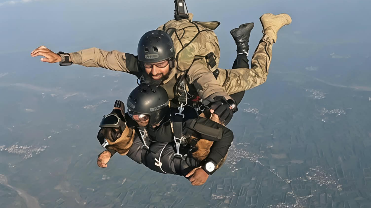 Paws in the Sky: Indian Army paratrooper jumps from plane with combat dog in rare tandem parachute exercise