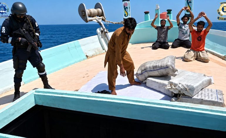 Coast Guard seizes 526kg drugs worth over ₹3,000 crore off Lakshadweep, five Pakistanis held