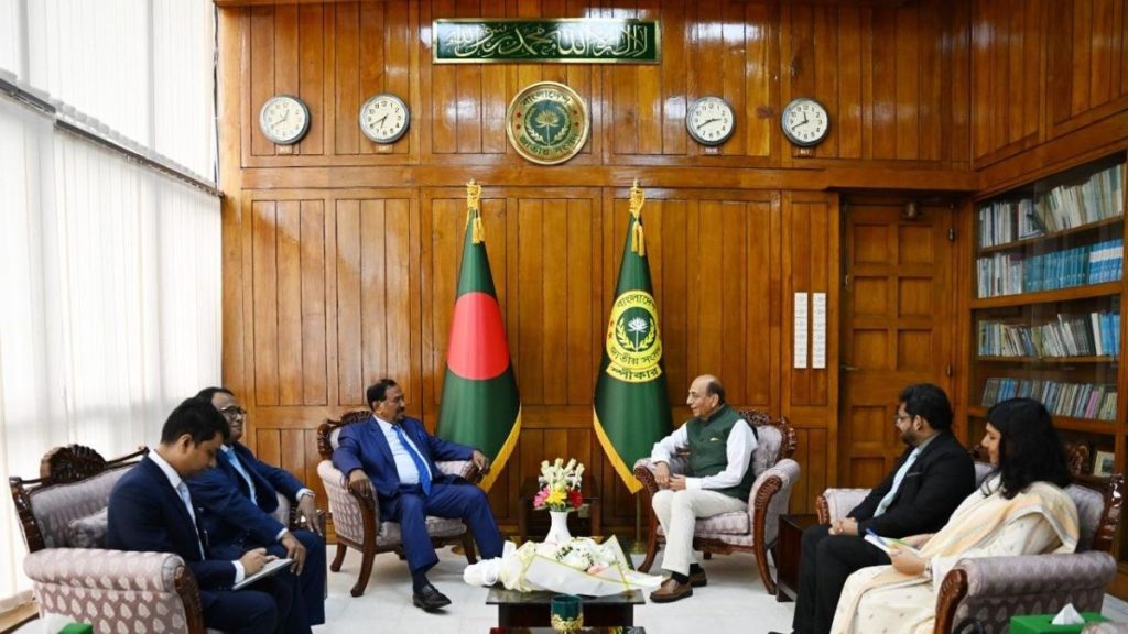 India Bangladesh relations image, India Bangladesh diplomatic meeting, India Bangladesh parliamentary ties, India Bangladesh parliamentary cooperation,High Commissioner Shri Dinesh Trivedi,Maj. (Retd.) Hafiz,