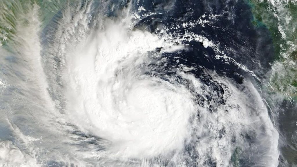 Cyclone Arnab satellite image, Cyclone Arnab Andhra Pradesh, severe cyclonic storm satellite view, Bay of Bengal cyclone image, Andhra Pradesh cyclone landfall, Cyclone Arnab weather satellite, India cyclone 2026.