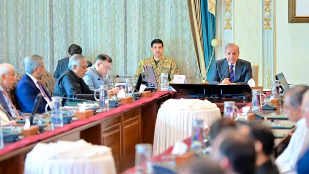 Prime Minister Muhammad Shehbaz Sharif chairs a meeting of the Federal Cabinet in Islamabad, today.