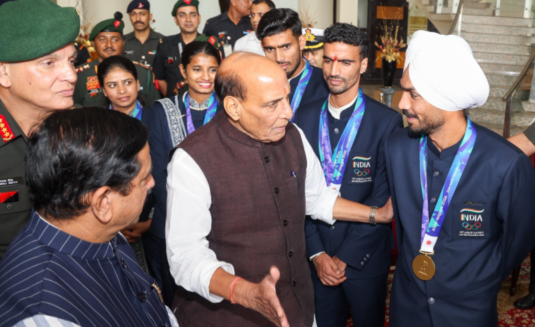 Rajnath Singh honours services athletes after they win 27 of India’s 85 Asian Games medals