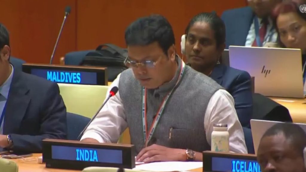 Biplab Kumar Deb UN, India OIC Kashmir, UN General Assembly Sixth Committee, India terrorism statement UN, OIC Kashmir remarks, India Pakistan terrorism, Pakistan-occupied Kashmir.