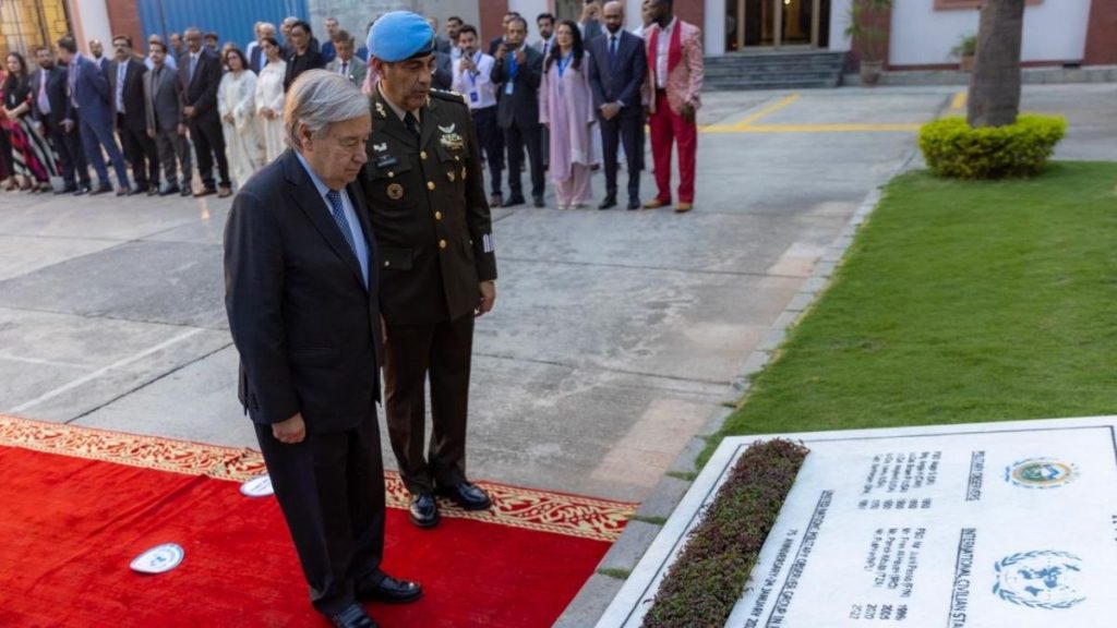 Antonio Guterres UNMOGIP visit, UNMOGIP Islamabad headquarters, Guterres Pakistan visit, UN military observers Kashmir, India Pakistan Line of Control, UNMOGIP regional stability.